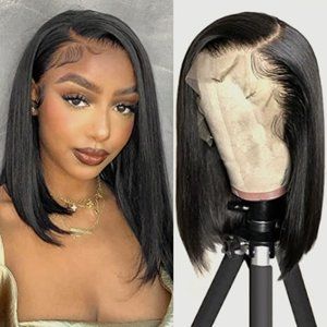 Short Bob Soft Hair Human Hair 13x4 Lace Wig 12 inches 150 Density